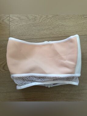 Nun Bangkok Peach Strapless Bandeau with White Mesh Trim
